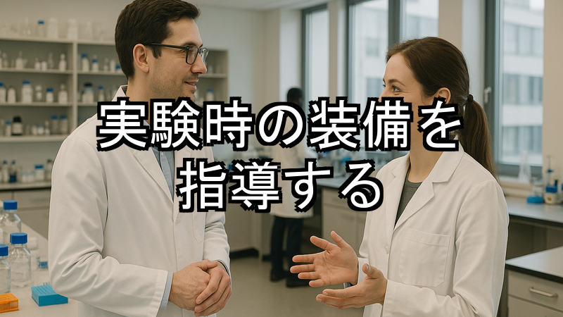 実験時の装備を指導する