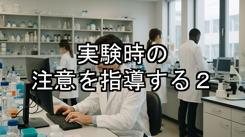 実験時の注意を指導する2